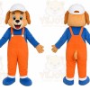 Orange Overall Puppy Mascot Costume