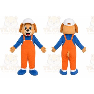 Orange Overall Puppy Mascot Costume