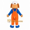 Orange Overall Puppy Mascot Costume