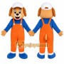 Orange Overall Puppy Mascot Costume
