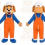 Orange Overall Puppy Mascot Costume