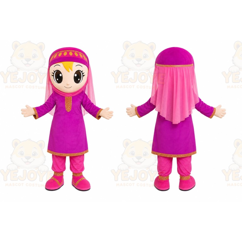 Purple Dress Girl Mascot Costume