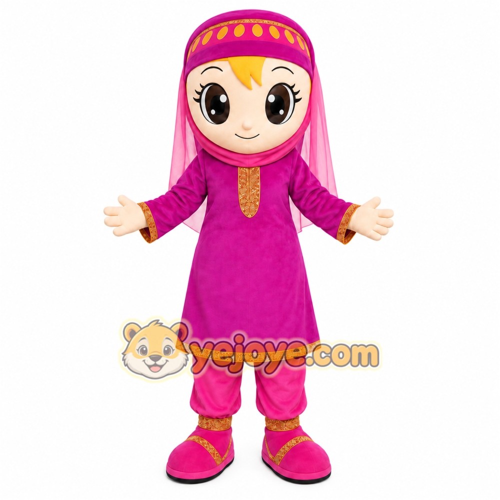 Purple Dress Girl Mascot Costume Purple Dress Girl Mascot Costume