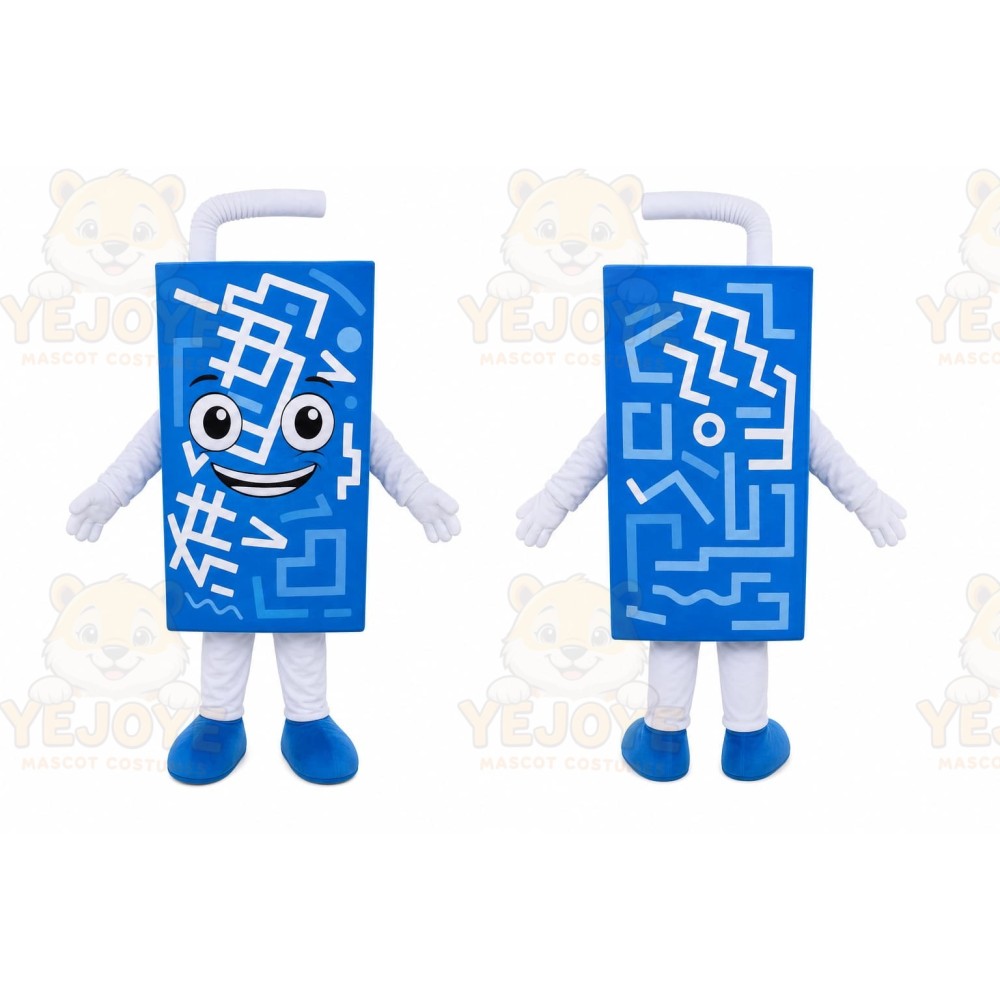 Blue Drink Carton Mascot Costume