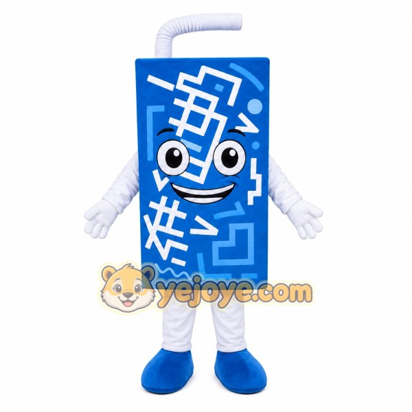 Blue Drink Carton Mascot Costume Blue Drink Carton Mascot Costume