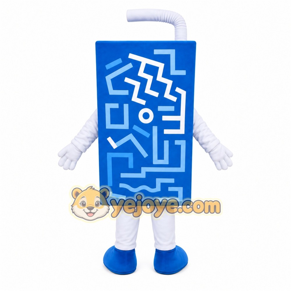 Blue Drink Carton Mascot Costume Blue Drink Carton Mascot Costume