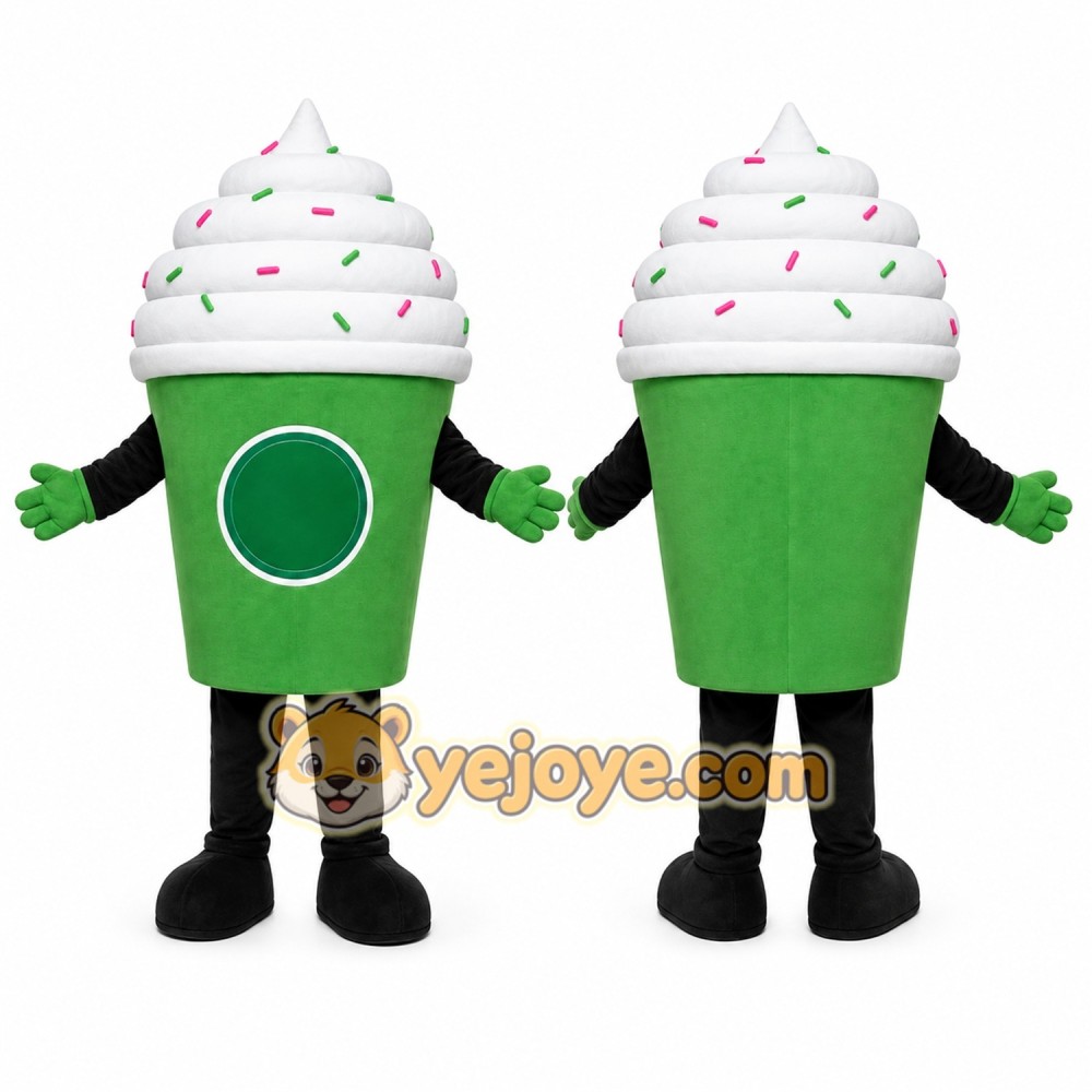 Green Drink Cup Mascot Costume Green Drink Cup Mascot Costume