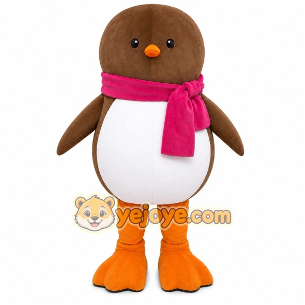Brown Penguin Scarf Mascot Costume
