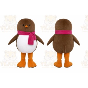 Brown Penguin Scarf Mascot Costume