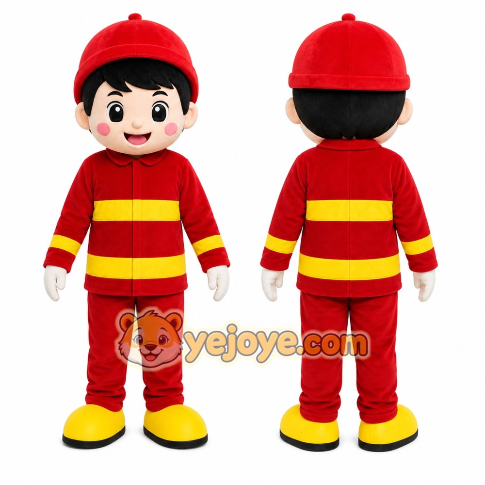 Firefighter Boy Mascot Costume Firefighter Boy Mascot Costume