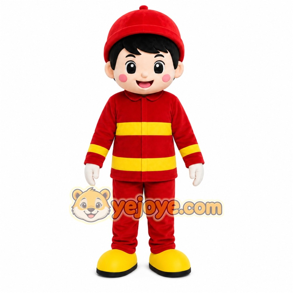 Firefighter Boy Mascot Costume Firefighter Boy Mascot Costume