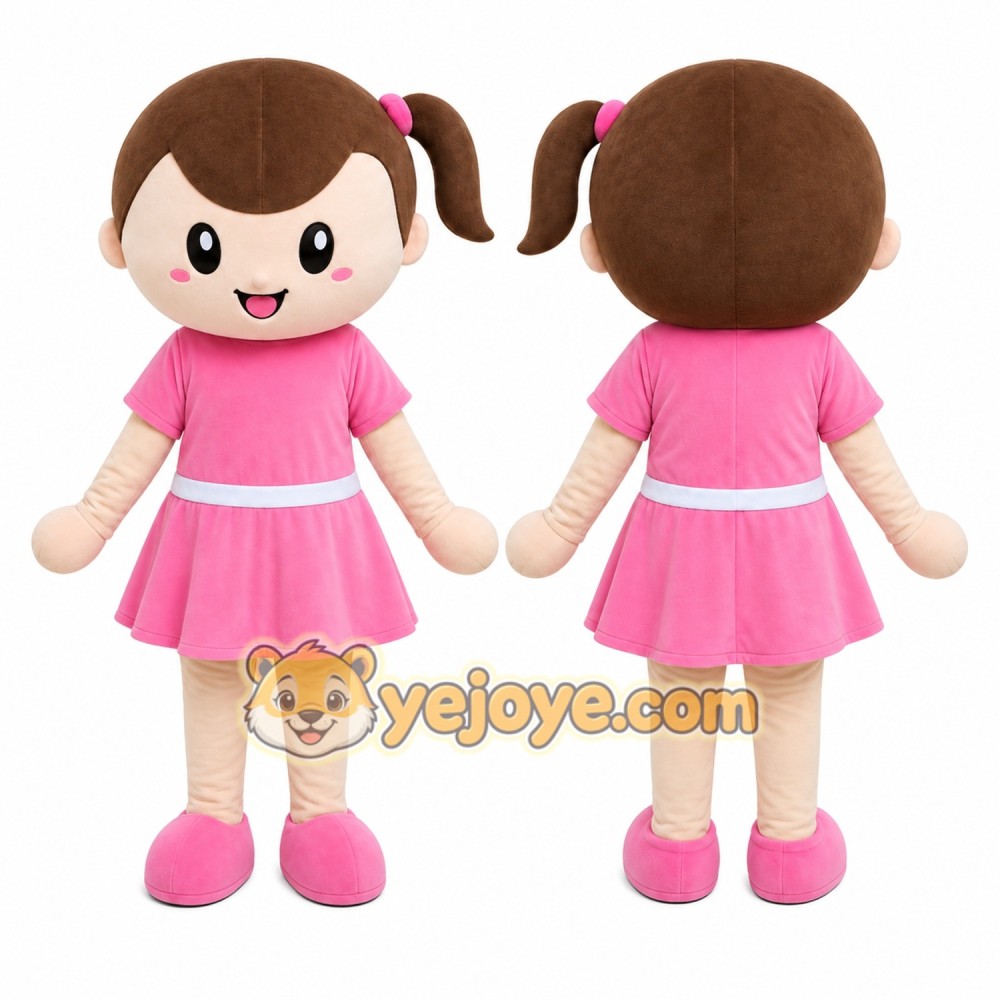 Pink Dress Girl Mascot Costume