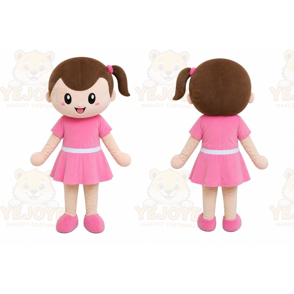 Pink Dress Girl Mascot Costume
