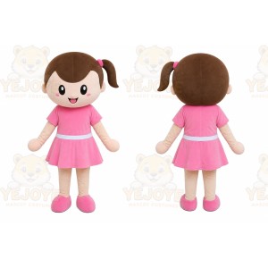 Pink Dress Girl Mascot Costume