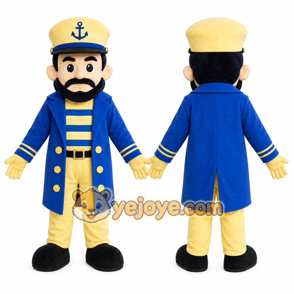 Blue Captain Mascot Costume Blue Captain Mascot Costume