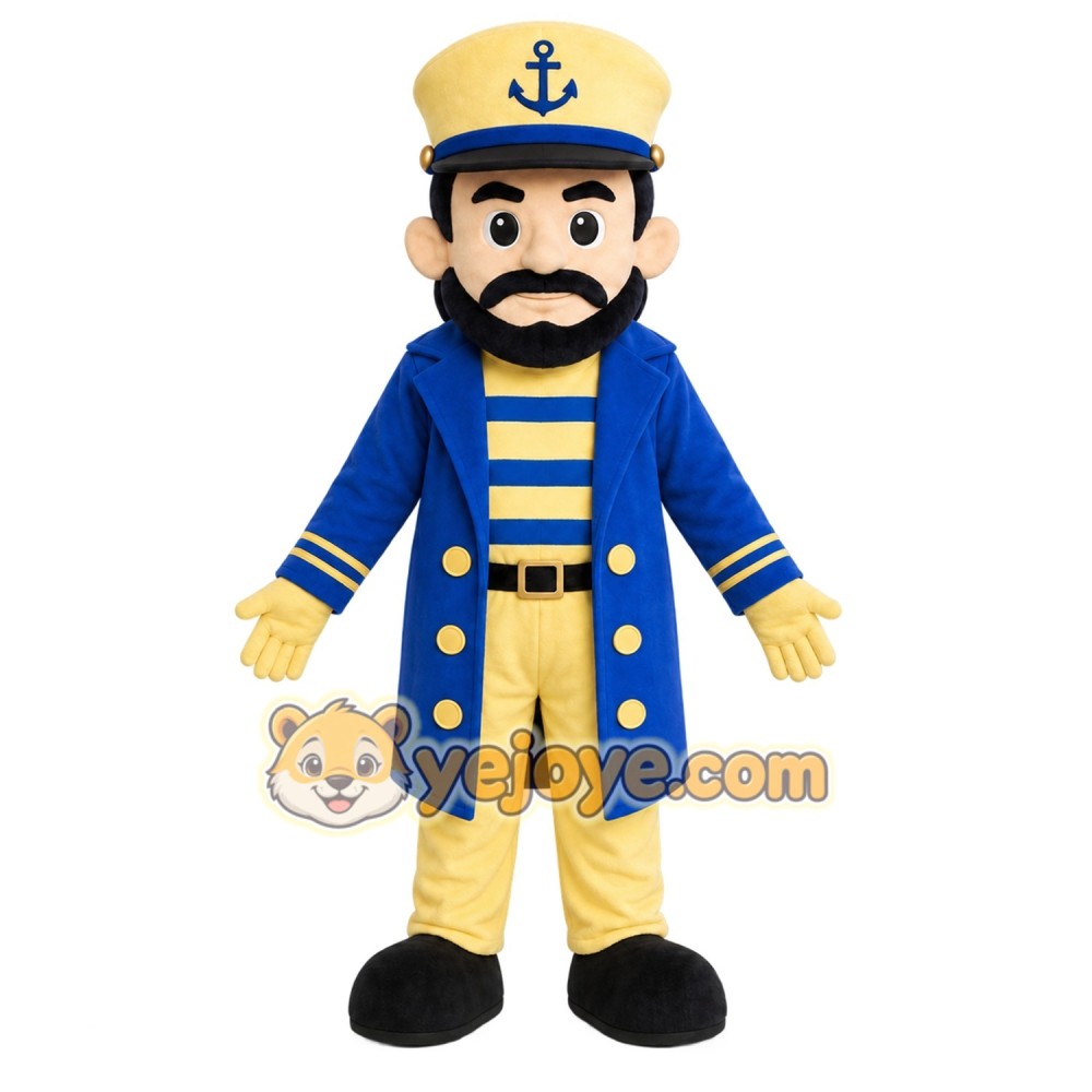 Blue Captain Mascot Costume Blue Captain Mascot Costume