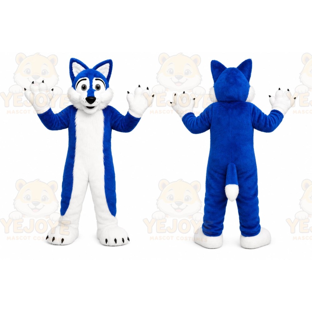 Blue Husky Mascot Costume