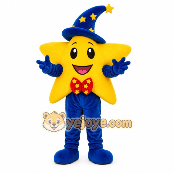 Yellow Star Wizard Mascot Costume