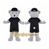 Gray Bear Black Shirt Mascot Costume Gray Bear Black Shirt Mascot Costume