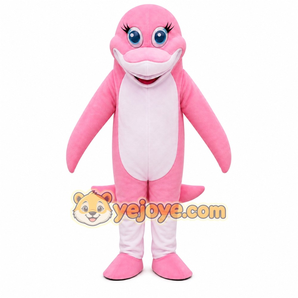 Pink Dolphin Mascot Costume Pink Dolphin Mascot Costume