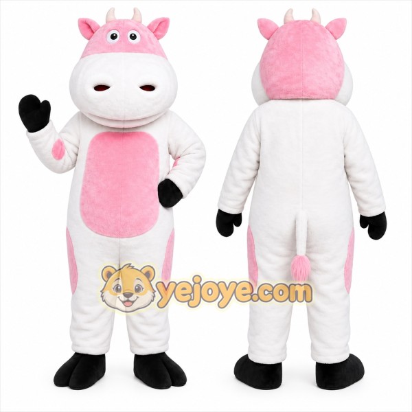 Pink Cow Mascot Costume