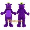 Purple Bear Mascot Costume with Green Cap