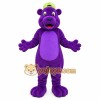 Purple Bear Mascot Costume with Green Cap