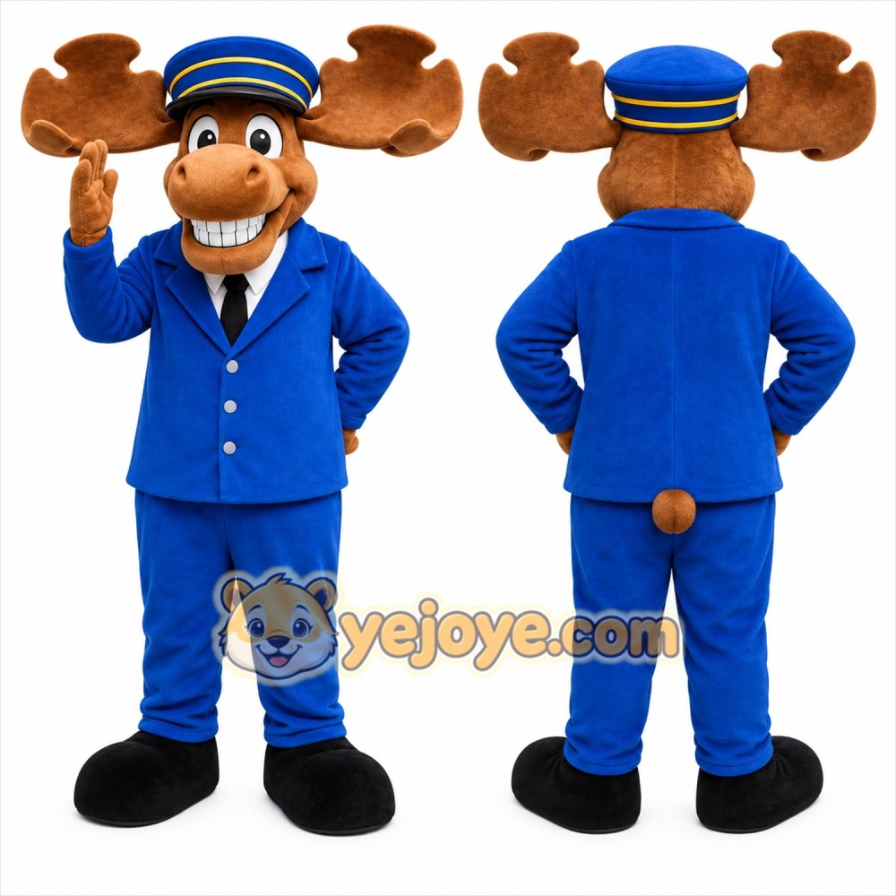 Blue Police Moose Mascot Costume Blue Police Moose Mascot Costume