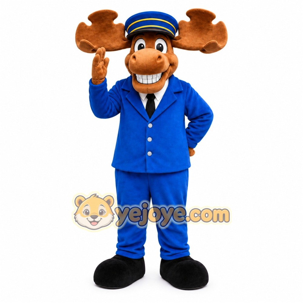 Blue Police Moose Mascot Costume Blue Police Moose Mascot Costume