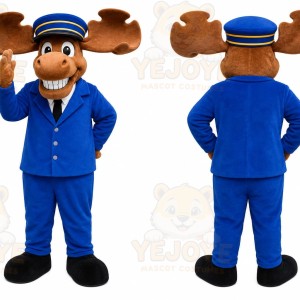 Blue Police Moose Mascot Costume