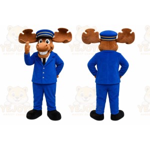 Blue Police Moose Mascot Costume