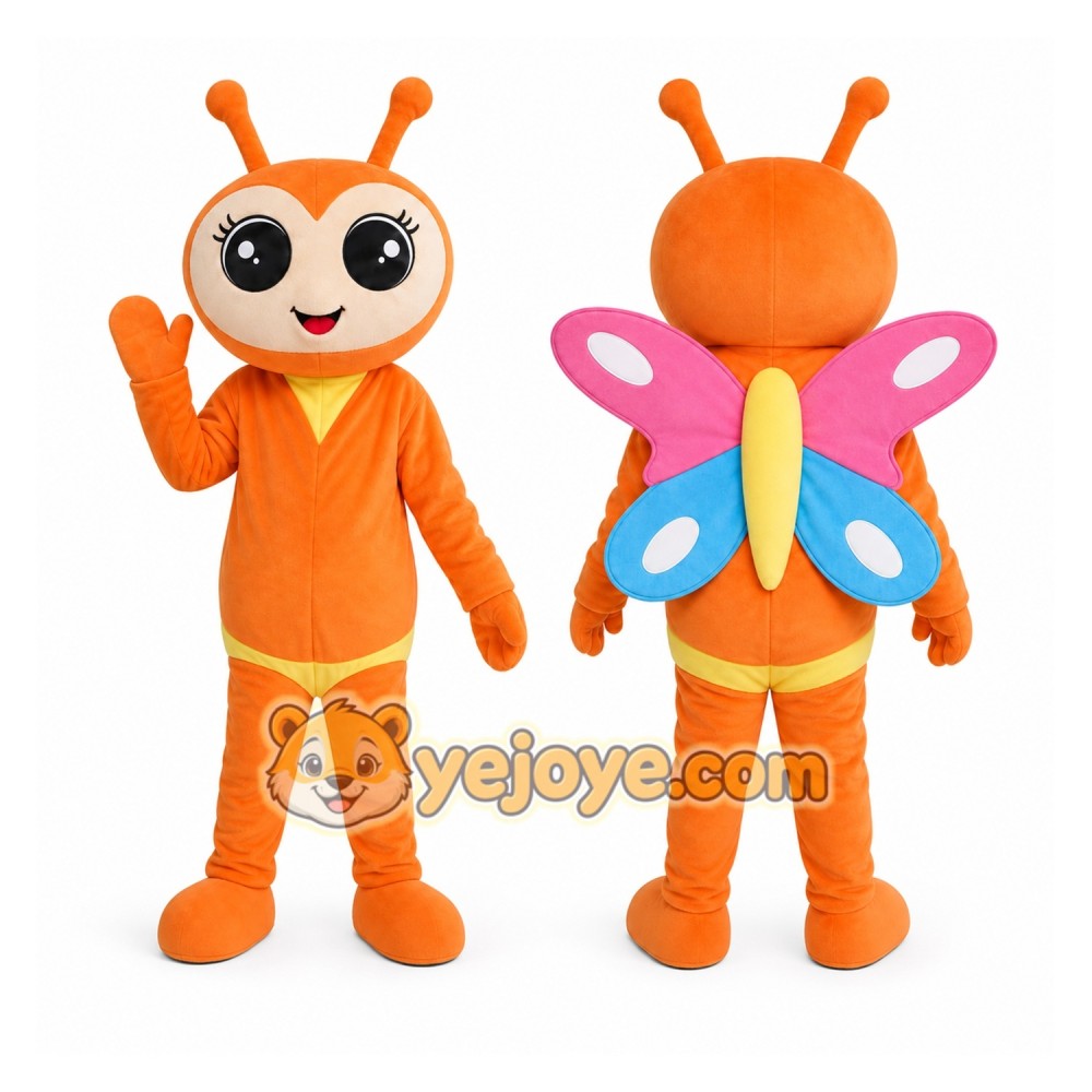 Orange Butterfly Girl Mascot Costume Orange Butterfly Girl Mascot Costume