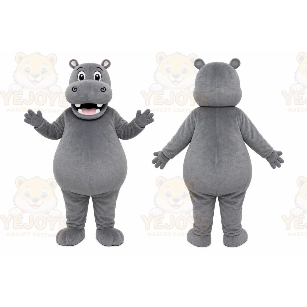 Gray Hippo Mascot Costume