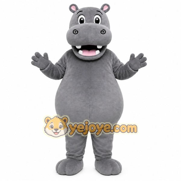 Gray Hippo Mascot Costume