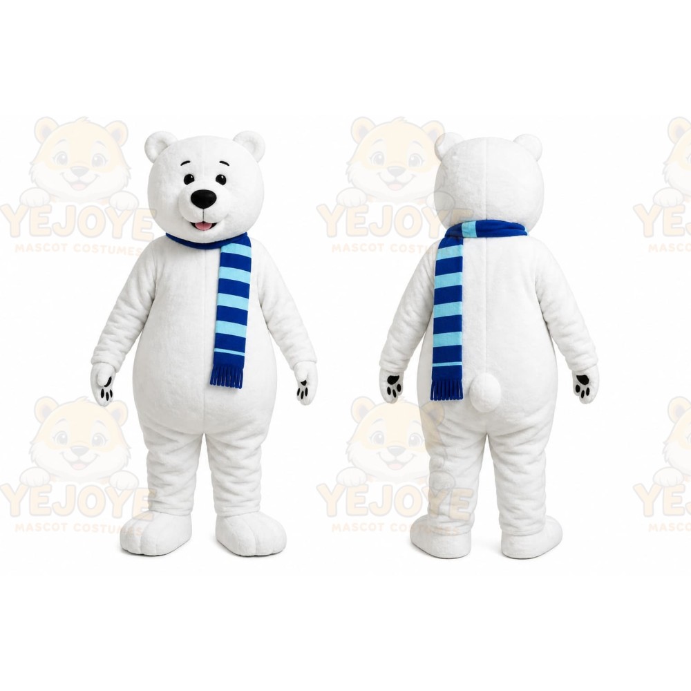 White Bear Scarf Mascot Costume