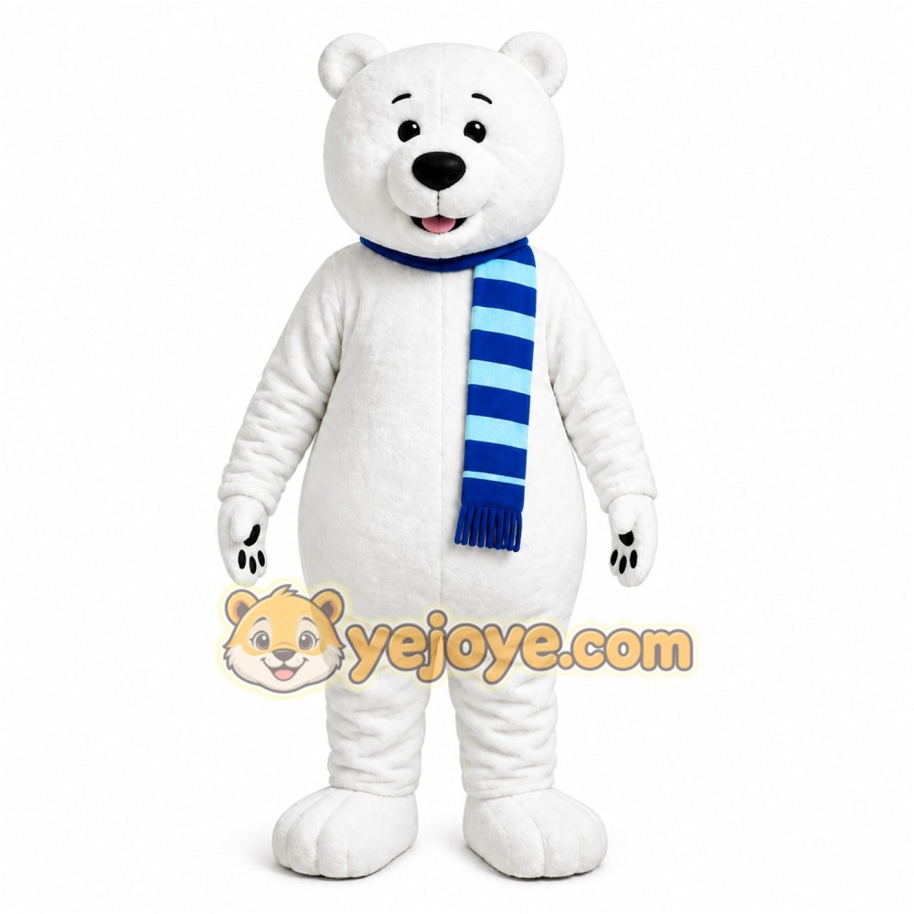 White Bear Scarf Mascot Costume White Bear Scarf Mascot Costume