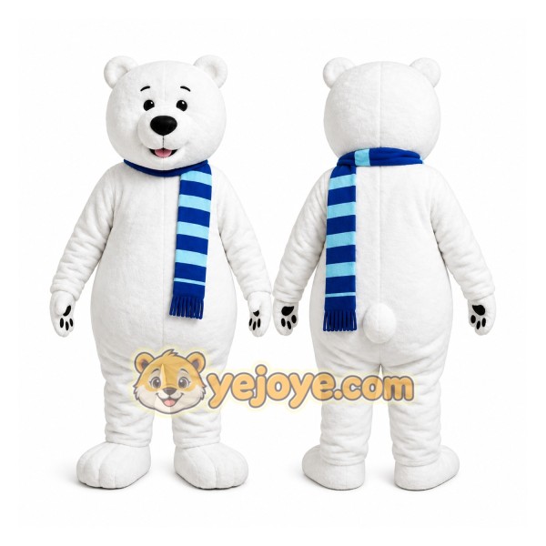 White Bear Scarf Mascot Costume