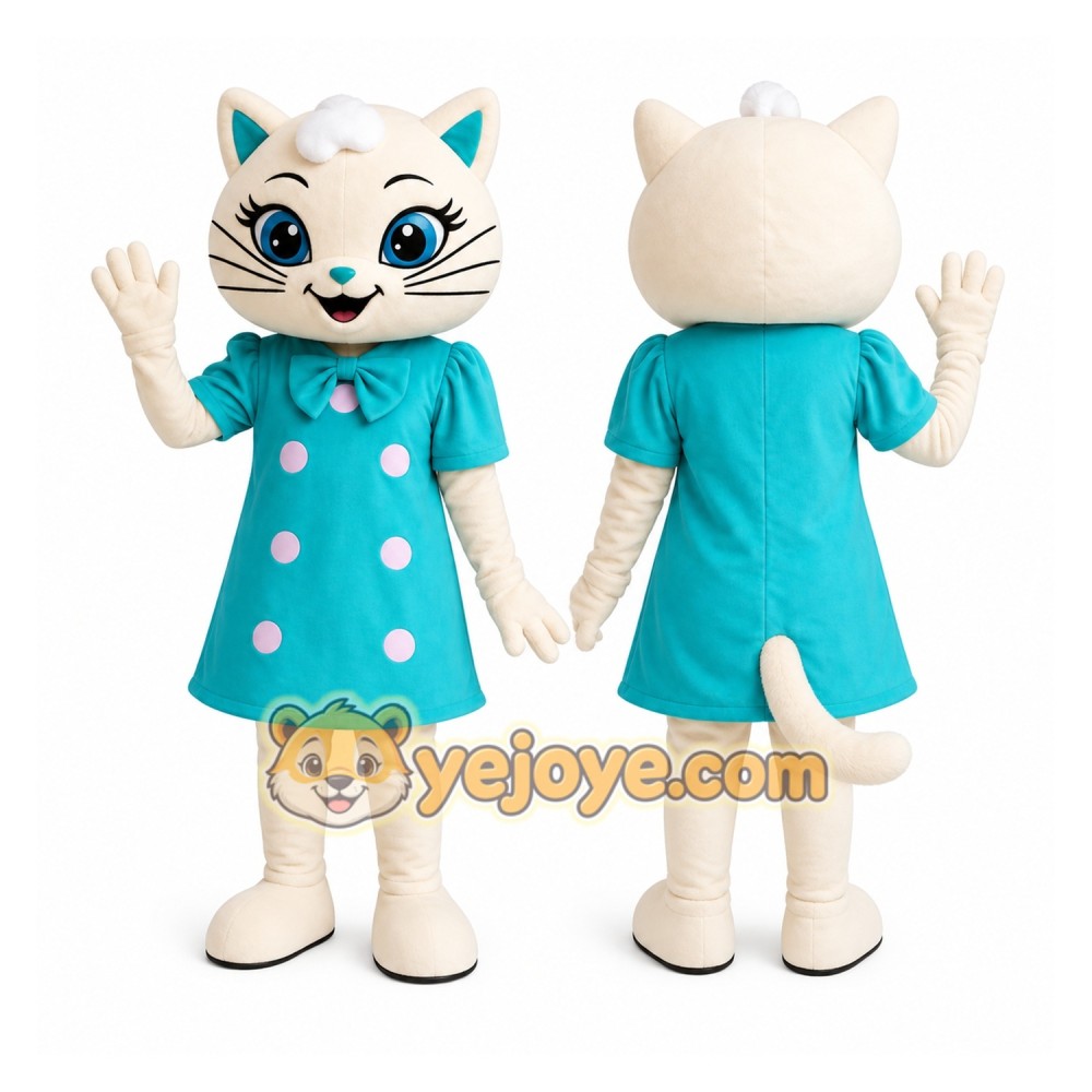 Blue Dress Cat Mascot Costume