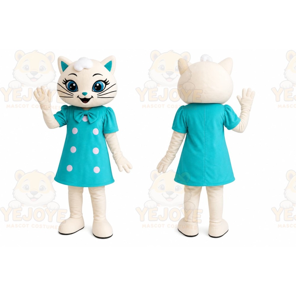 Blue Dress Cat Mascot Costume