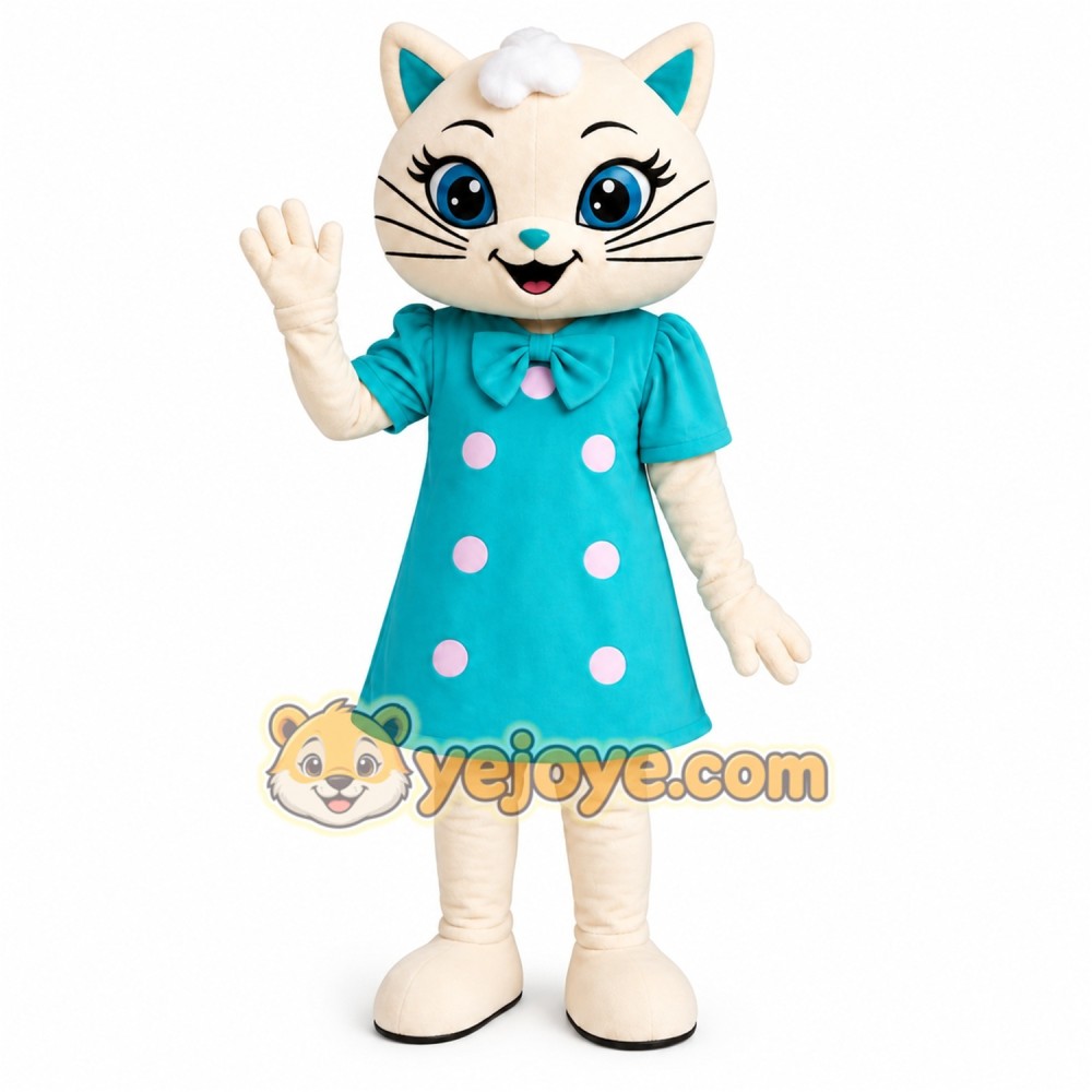 Blue Dress Cat Mascot Costume
