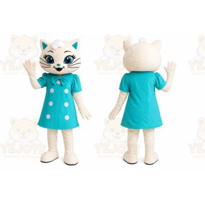 Blue Dress Cat Mascot Costume