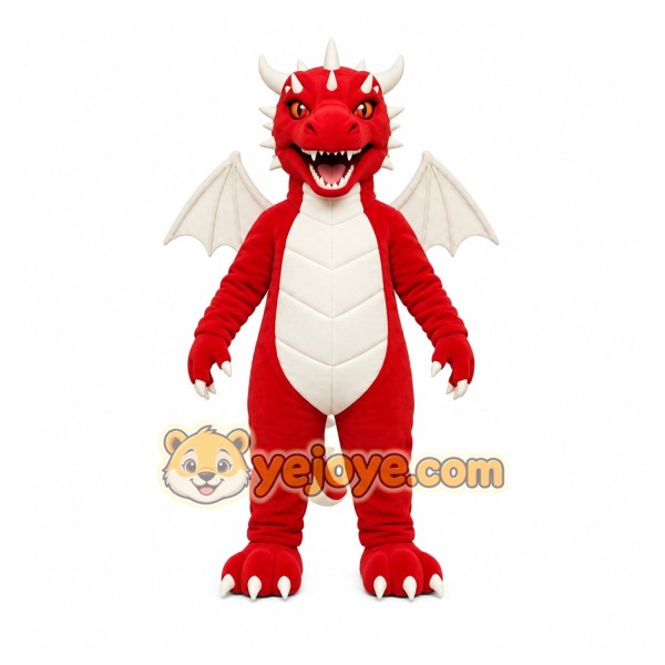 Red Dragon Mascot Costume with Custom Logo Red Dragon Mascot Costume with Custom Logo