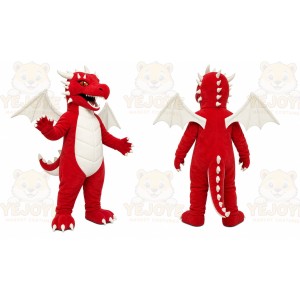 Red Dragon Mascot Costume with Custom Logo