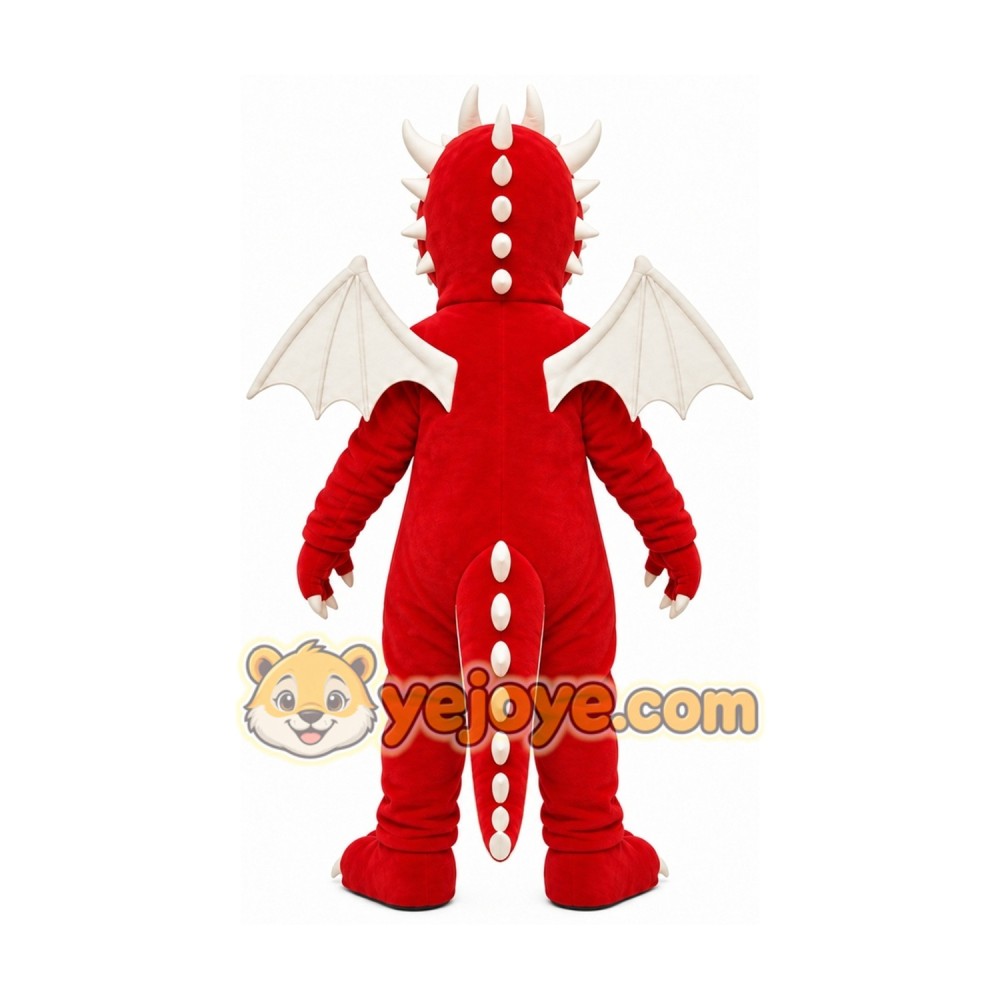 Red Dragon Mascot Costume with Custom Logo Red Dragon Mascot Costume with Custom Logo