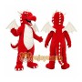 Red Dragon Mascot Costume with Custom Logo