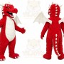 Red Dragon Mascot Costume with Custom Logo