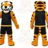 Orange Tiger Mascot Costume with Custom Logo