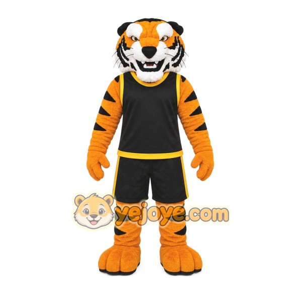 Orange Tiger Mascot Costume with Custom Logo