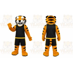 Orange Tiger Mascot Costume with Custom Logo