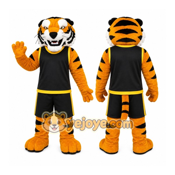 Orange Tiger Mascot Costume with Custom Logo